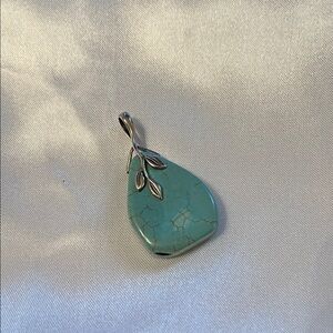 Silver Leaf Turquoise Pendant sterling silver